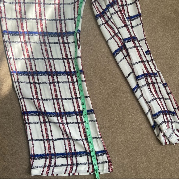 TOV Los Angeles women stripe white stripes polyester pants. Size 42. Used - Picture 10 of 12